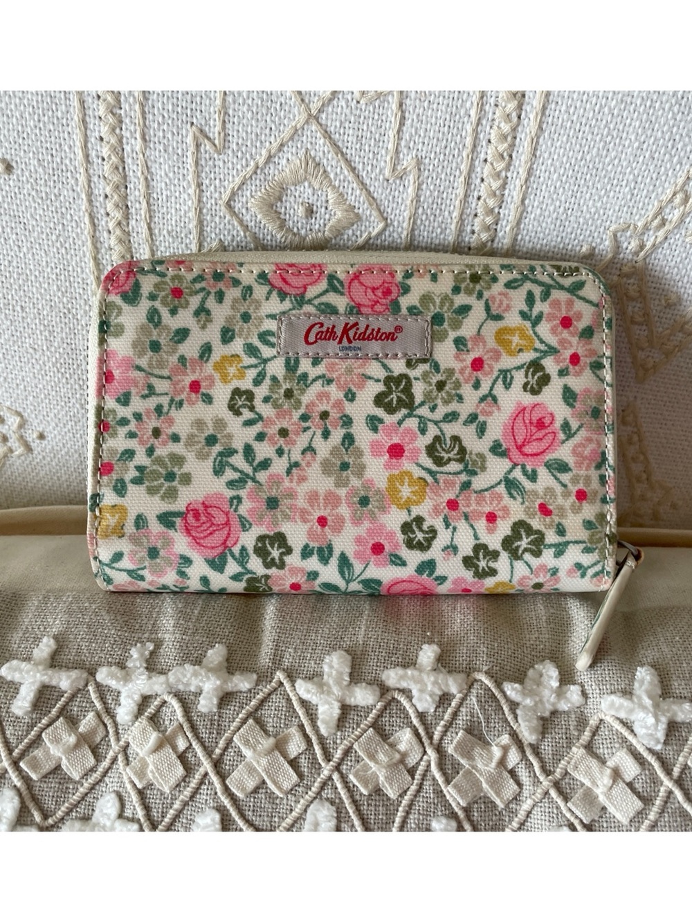 Cath Kidston Floral Canvas Zip Wallet - Pink Rose